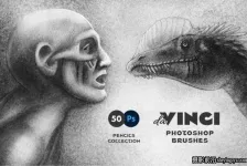 PS画笔-50种古典艺术铅笔素描绘画Photoshop笔刷