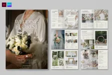 婚礼花艺师宣传册模板用于推广花卉展示InDesign模板