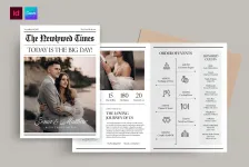 婚礼当天报纸节目宣传单排版布局可打印InDesign模板