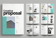 极简主义创意提案排版布局设计InDesign模板