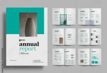 简约企业年度报告宣传册布局InDesign模板