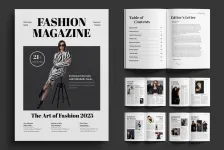 最新潮流名人穿搭的时尚杂志设计InDesign模板