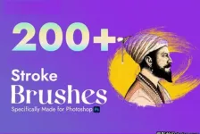200种水墨水彩笔触遮罩Photoshop绘画笔刷
