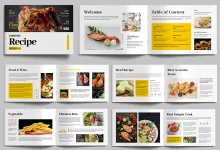 美食摄影宣传册烹饪书杂志排版布局设计InDesign模板