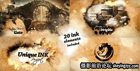 AE模板-水墨遮罩图片展示宣传片 Unique Ink