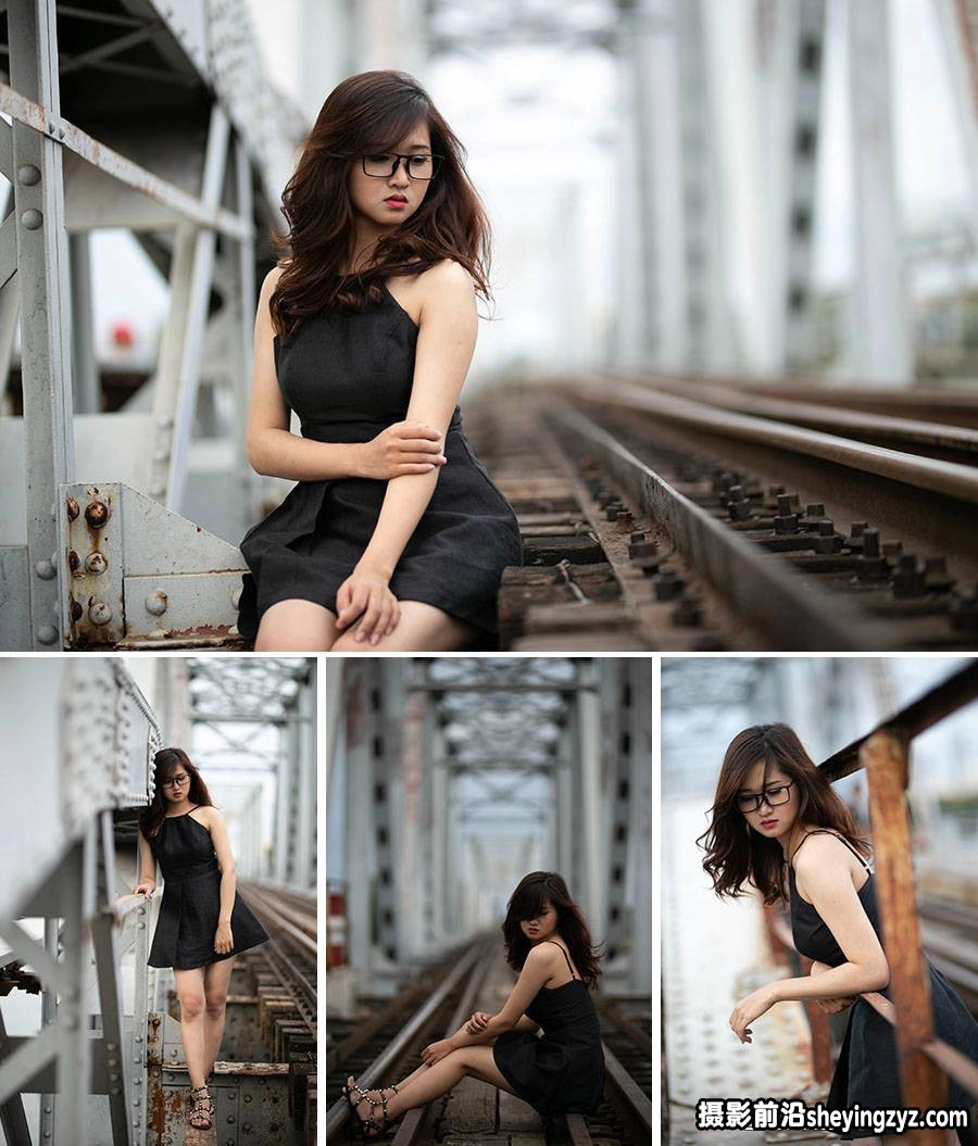 黑裙子美女铁轨唯美写真RAW原片CR2修图练习素材6张