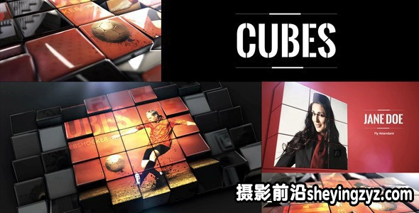 三维魔方质感图片动画展示片头AE模板