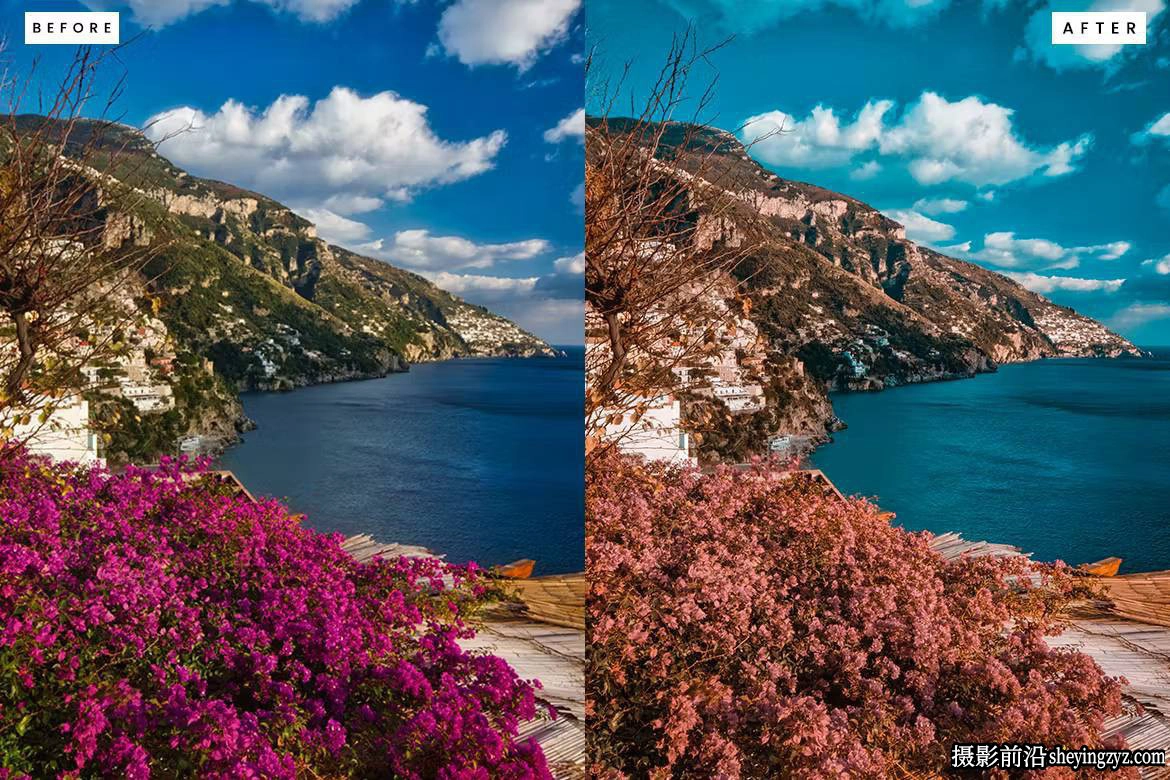 免费lr预设-10种自然海景蓝调电影风光免费LR预设及PS调色预设