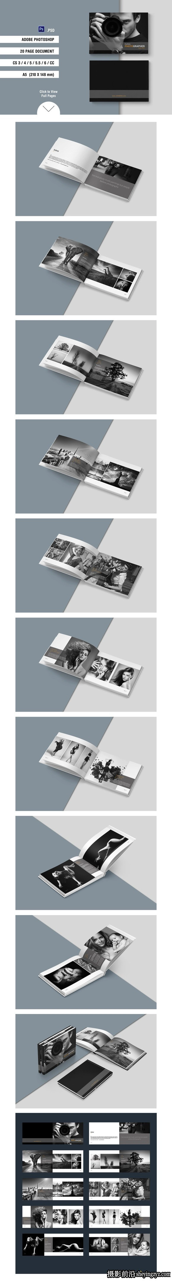 摄影师作品集时尚画册设计4套InDesign模板