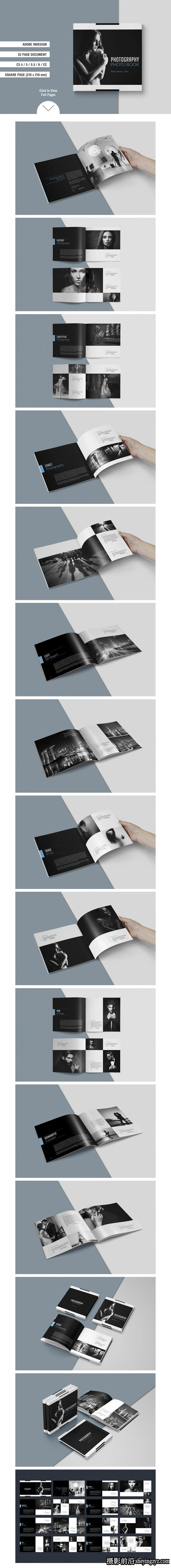 摄影师作品集时尚画册设计4套InDesign模板