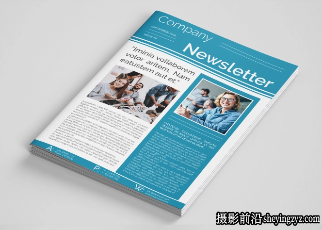 带有青绿色点缀的商业通讯布局InDesign模板
