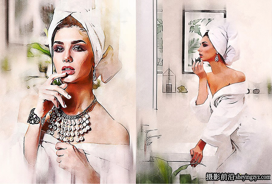 水彩画风格PS动作 Watercolor Illustration Action 附视频教程