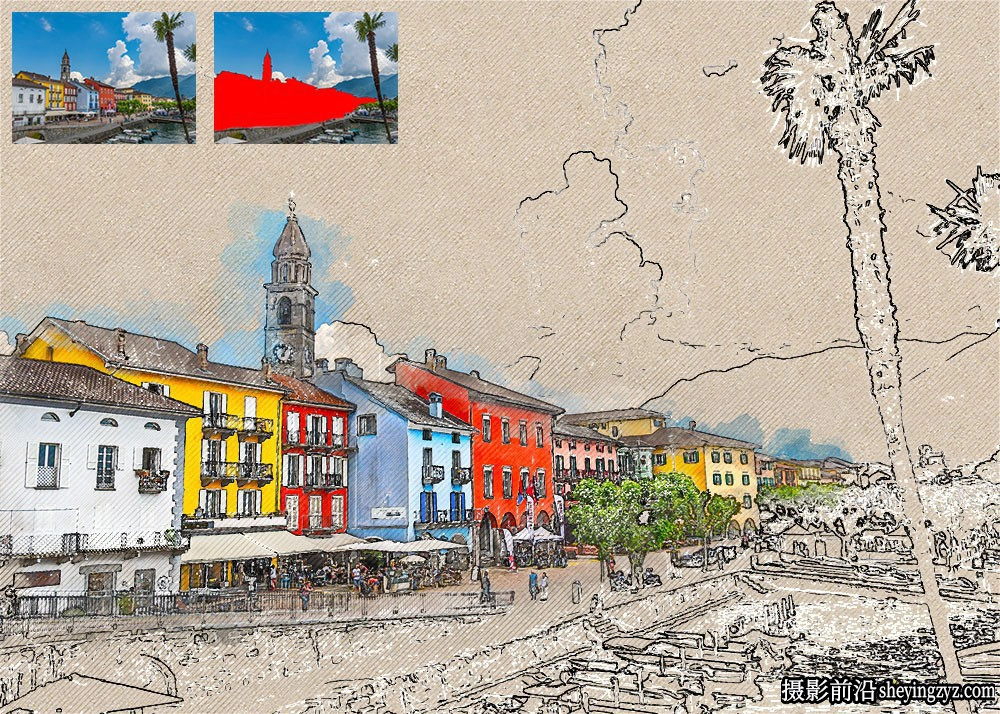 城市草图素描PS动作第二季 Urban Sketch2 Photoshop Action(附视频教程)