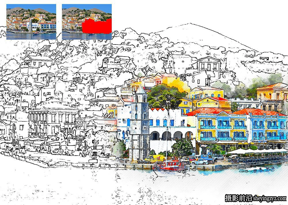 城市草图素描PS动作第二季 Urban Sketch2 Photoshop Action(附视频教程)