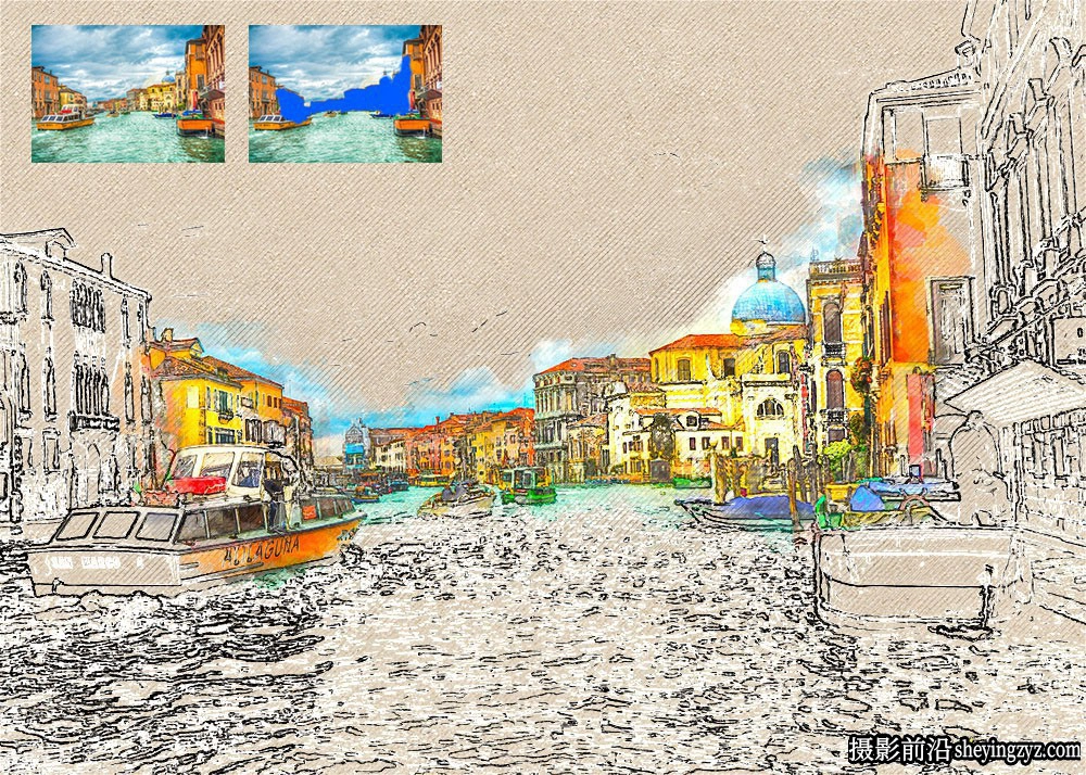 城市草图素描PS动作第二季 Urban Sketch2 Photoshop Action(附视频教程)