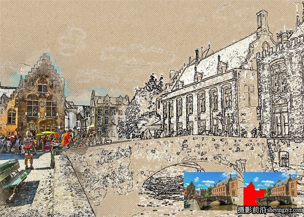 城市草图素描PS动作第二季 Urban Sketch2 Photoshop Action(附视频教程)