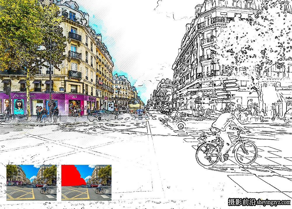 城市草图素描PS动作第二季 Urban Sketch2 Photoshop Action(附视频教程)