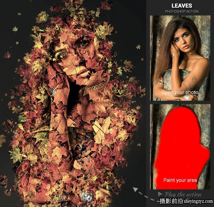 树叶伪装PS特效动作 Leaves Photoshop Action(附视频教程)