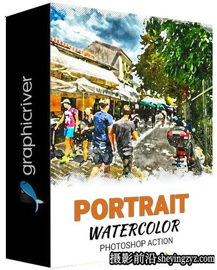 城市肖像风光水彩画PS动作Portrait Watercolor Photoshop Action(附教程)