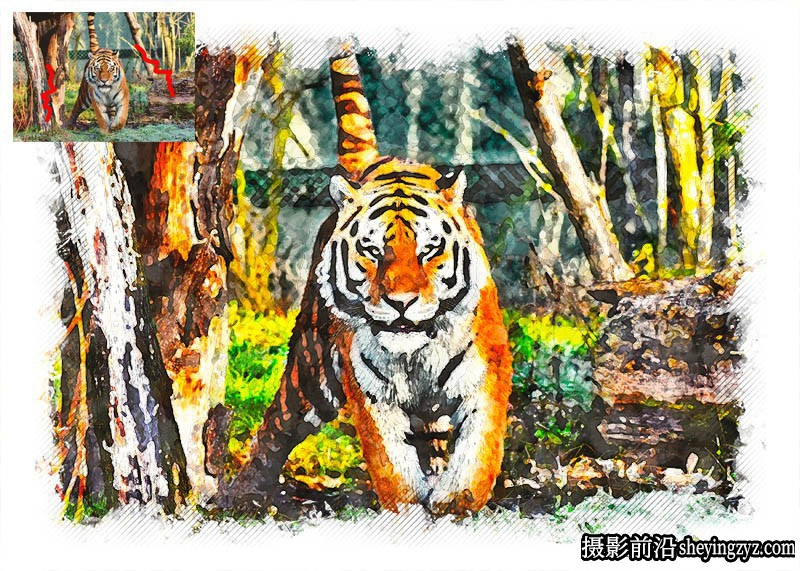 城市肖像风光水彩画PS动作Portrait Watercolor Photoshop Action(附教程)