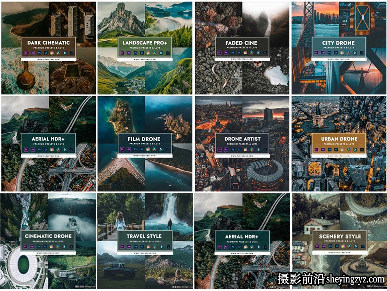 终极无人机风光灰片还原LUT预设Thelutbay-Drone bundle12套完整版