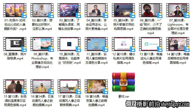一晨叔叔日系动漫人像摄影实战训练营完整版+RAW原图附预设