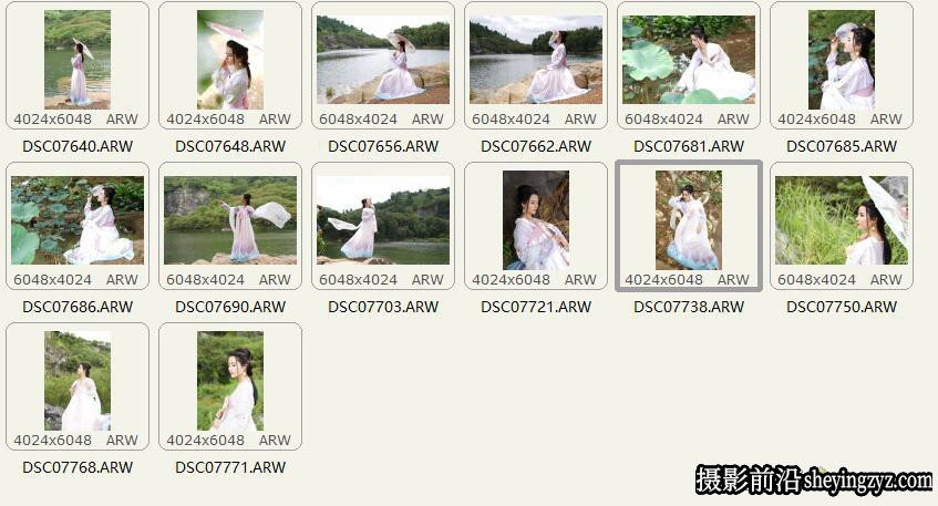 户外写真清纯美女摄影RAW原图练习素材-CR3格式12张