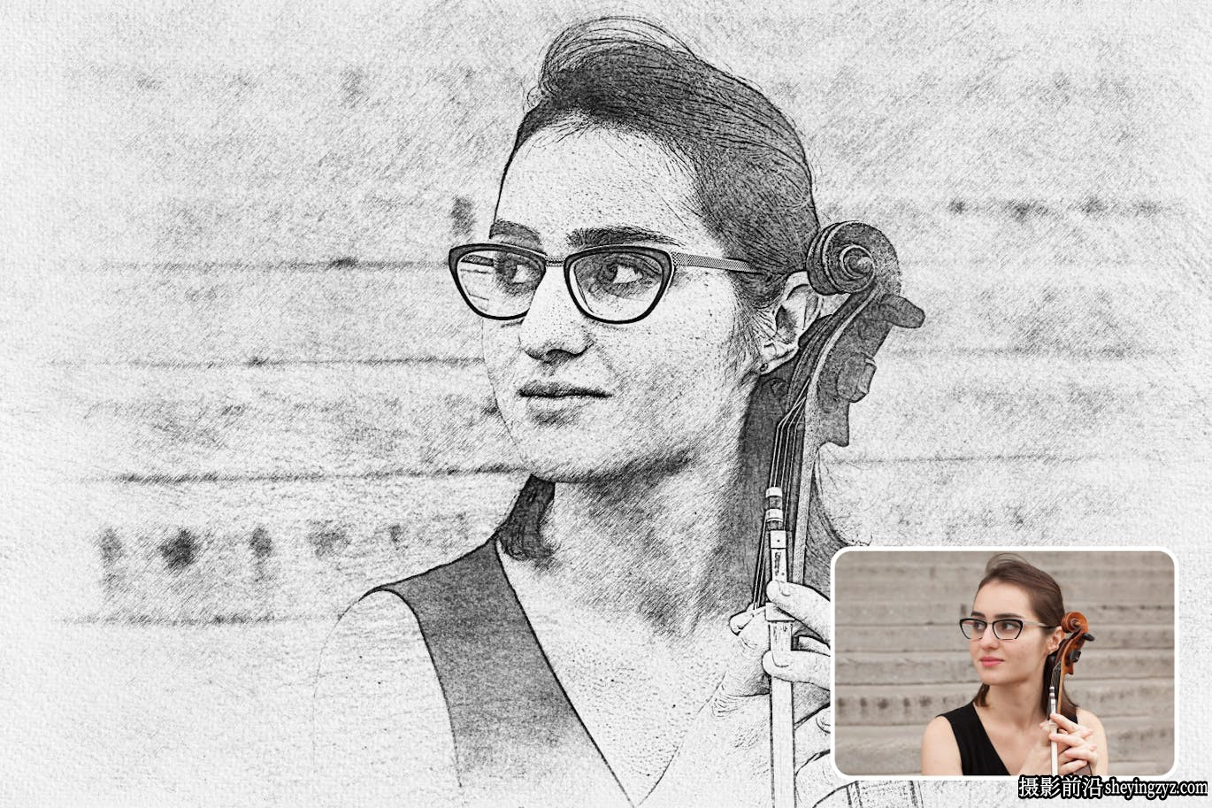 铅笔画照片效果PS动作 Pencil Drawing Photo Effect