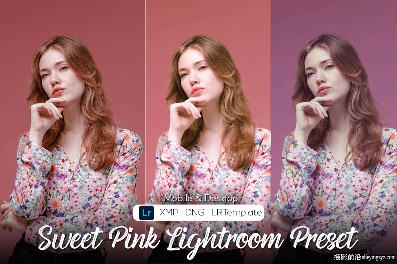 8种时尚粉彩人像摄影后期调色LR预设 Sweet Pink Lightroom Preset