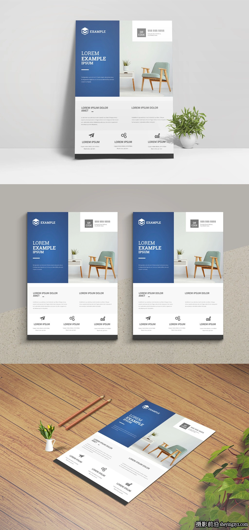 简约的商务传单布局InDesign模板