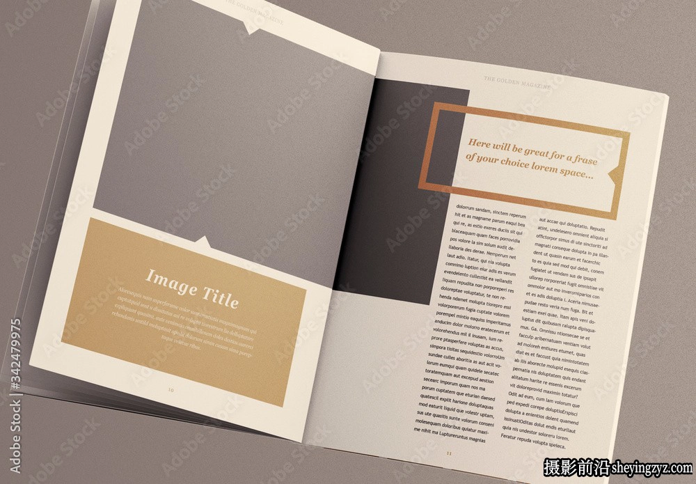 金色版式杂志布局InDesign模板Golden Magazine Layout