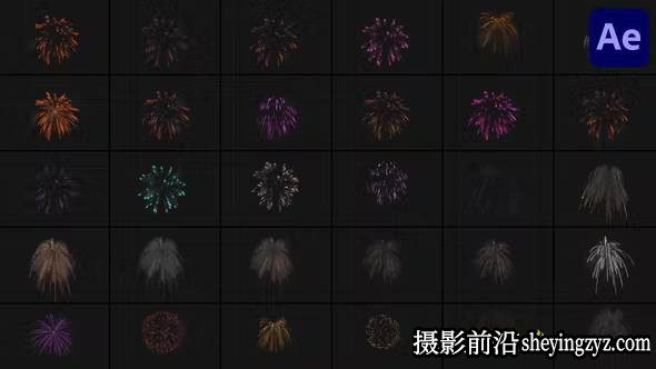 达芬奇模板-30组烟花爆炸视频素材动画模板 Fireworks
