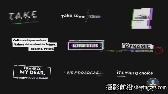 现代故障标题达芬奇模版 Modern Glitch Titles V.2