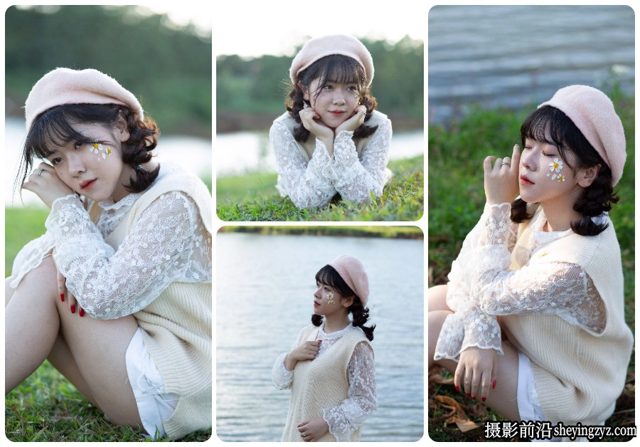 草地清新美少女写真摄影RAW原图素材6张