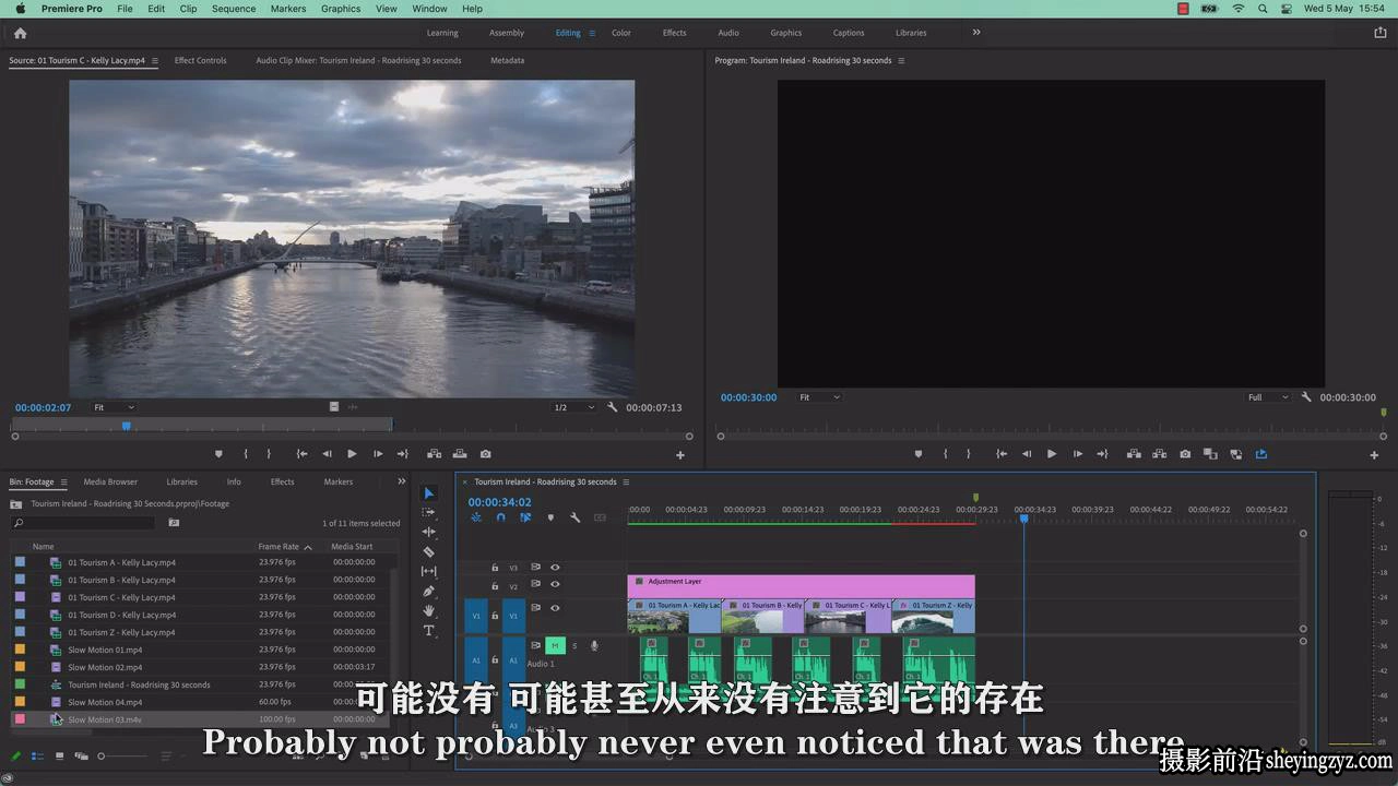 Premiere Pro 视频剪辑调色高级技能进阶视频教程-中英字幕