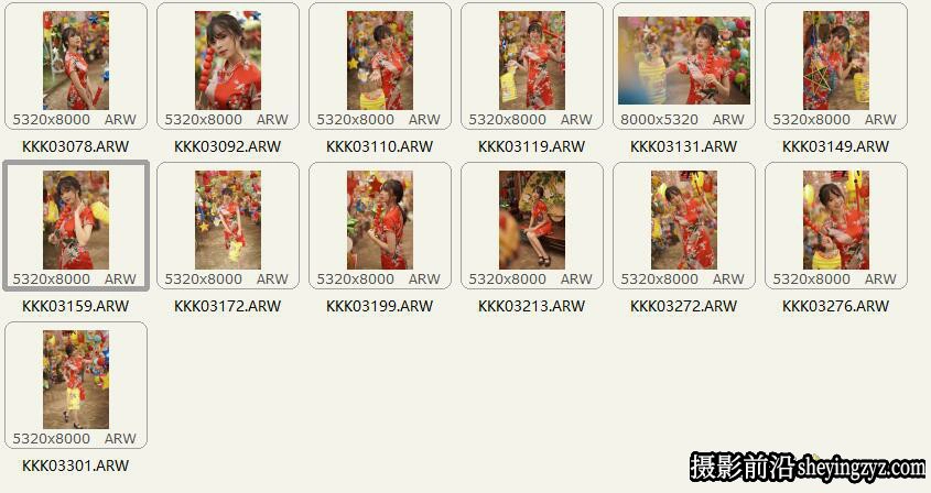 喜庆旗袍美女人像写真摄影未修RAW原图13张