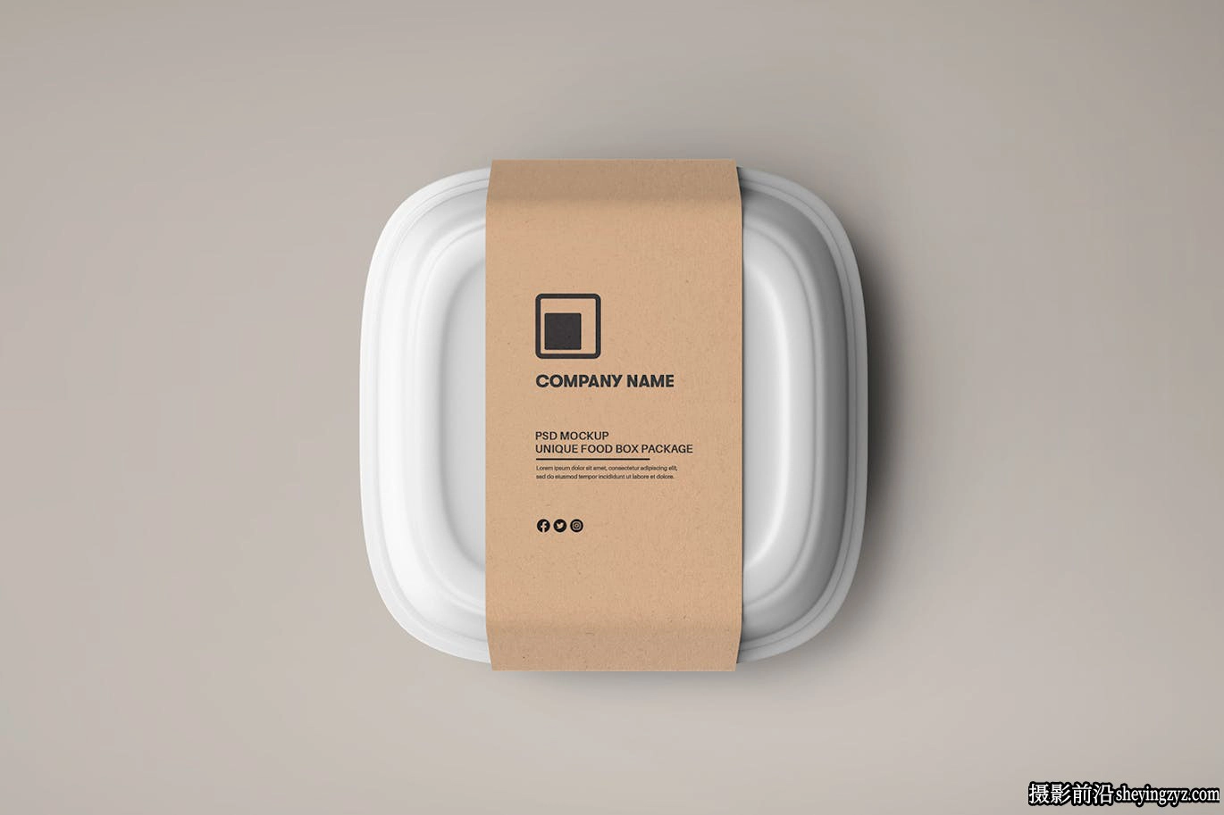 带牛皮纸标签样餐盒食品盒机快模型