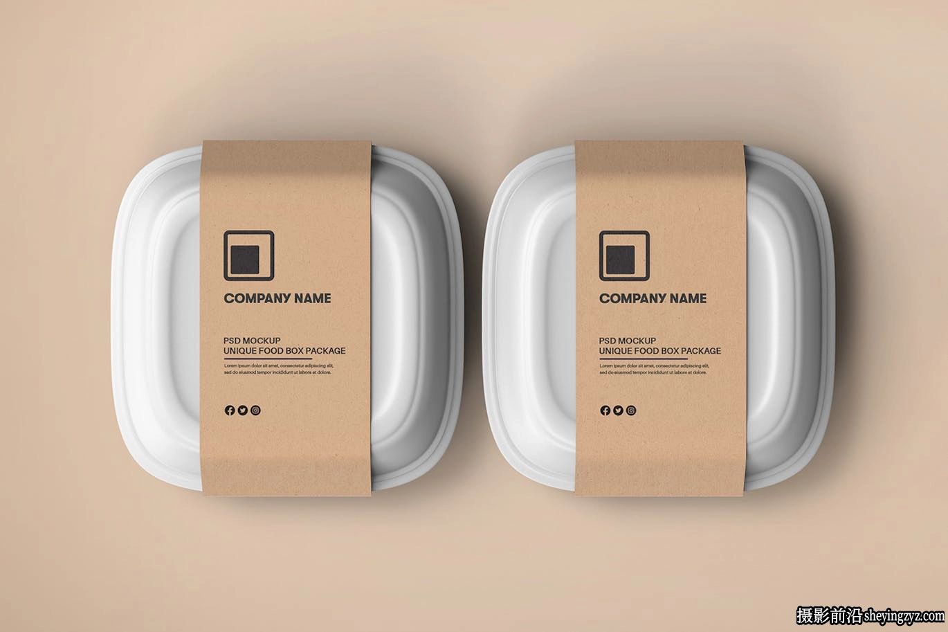 带牛皮纸标签样餐盒食品盒机快模型
