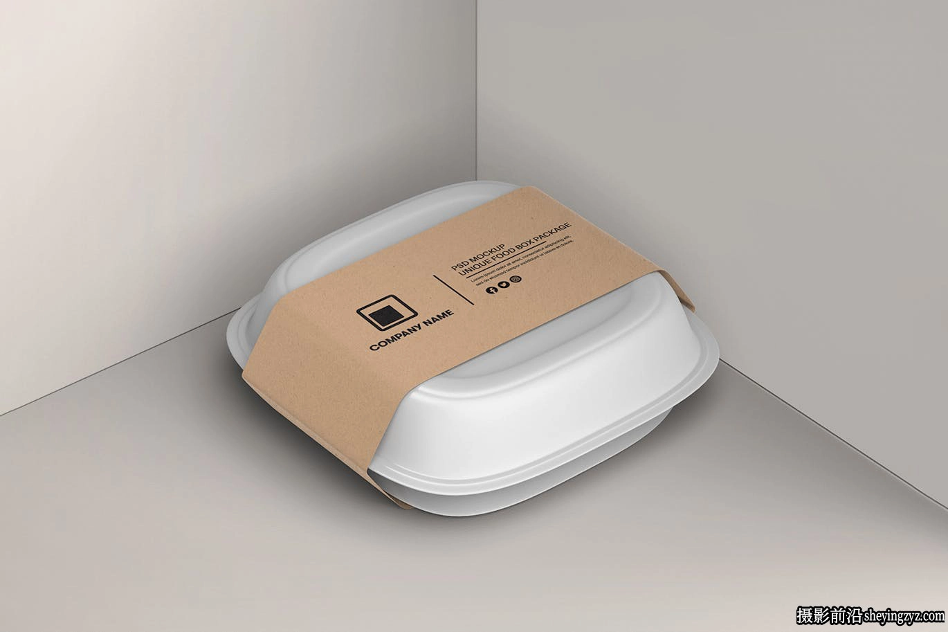 带牛皮纸标签样餐盒食品盒机快模型