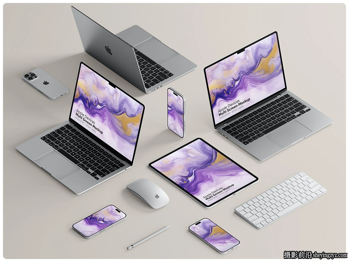 苹果数码产品多屏样机模型