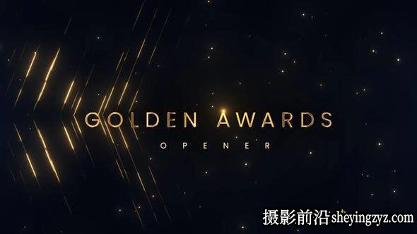 AE模板-金色线条背景文字颁奖片头- Golden Awards Opener