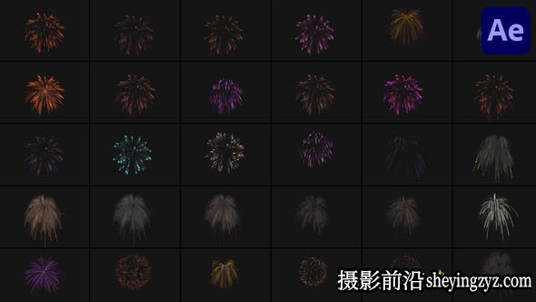 AE模版-30组烟花爆炸视频素材动画模板 Fireworks for After Effects
