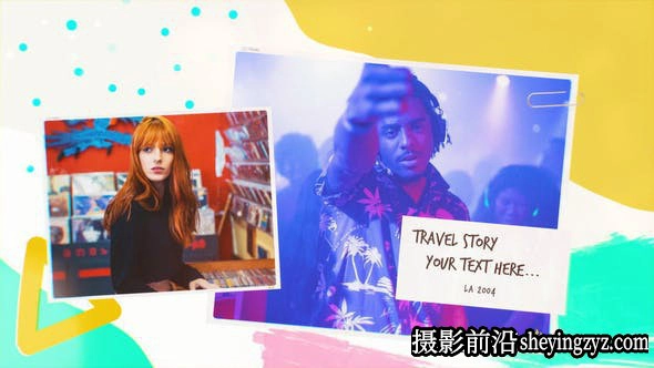 AE模板-照片相册展示片头模版 Color Travel Photo Frames Slideshow 4K