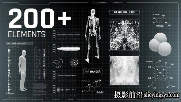 AE模板-科技感医疗HUD信息模板 Medicine HUD Infographics