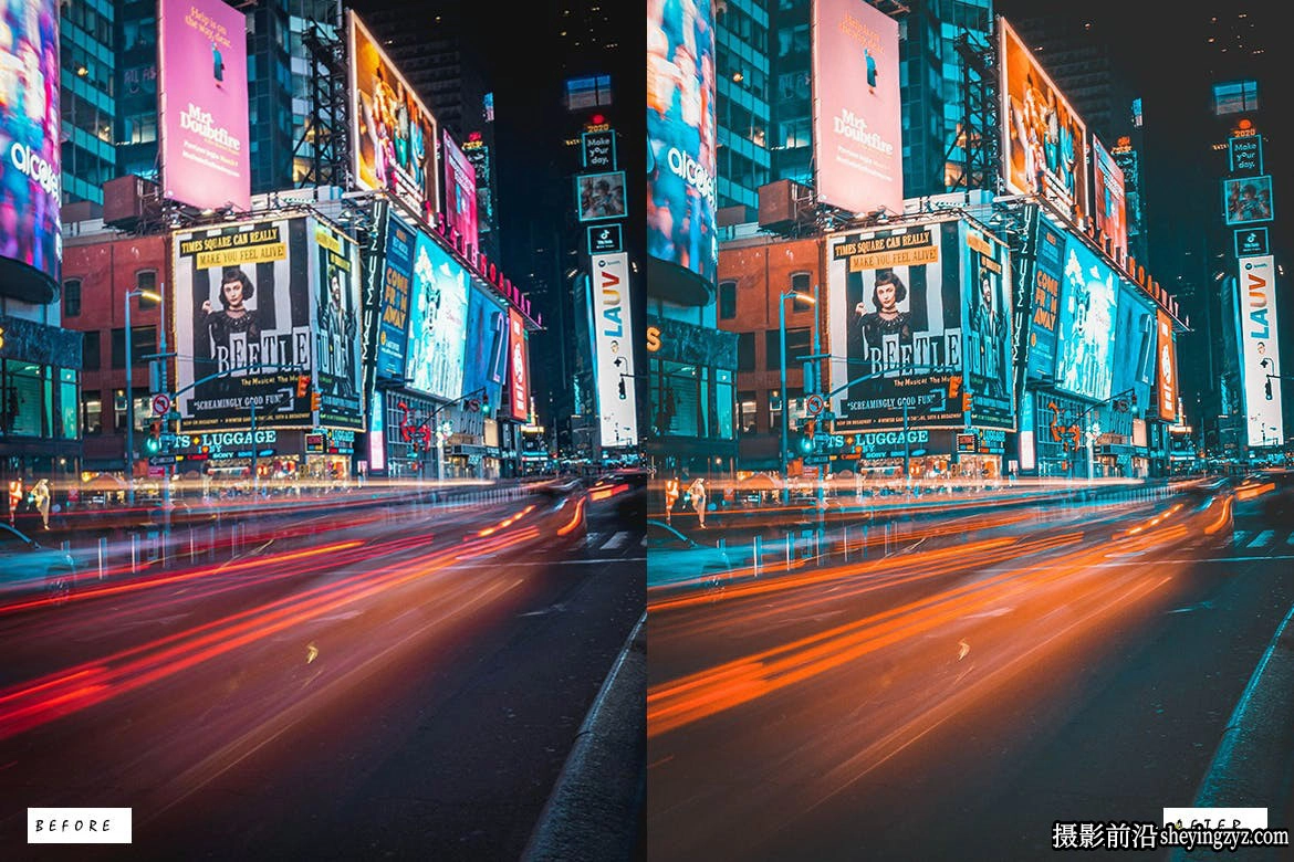 12种青橙色城市时代广场LR预设 Time Square Lightroom Presets