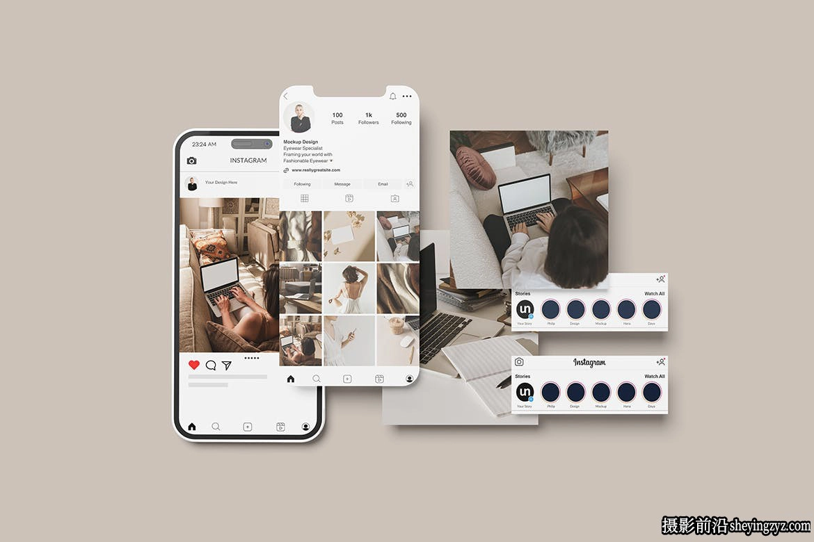 Instagram帖子样机模型