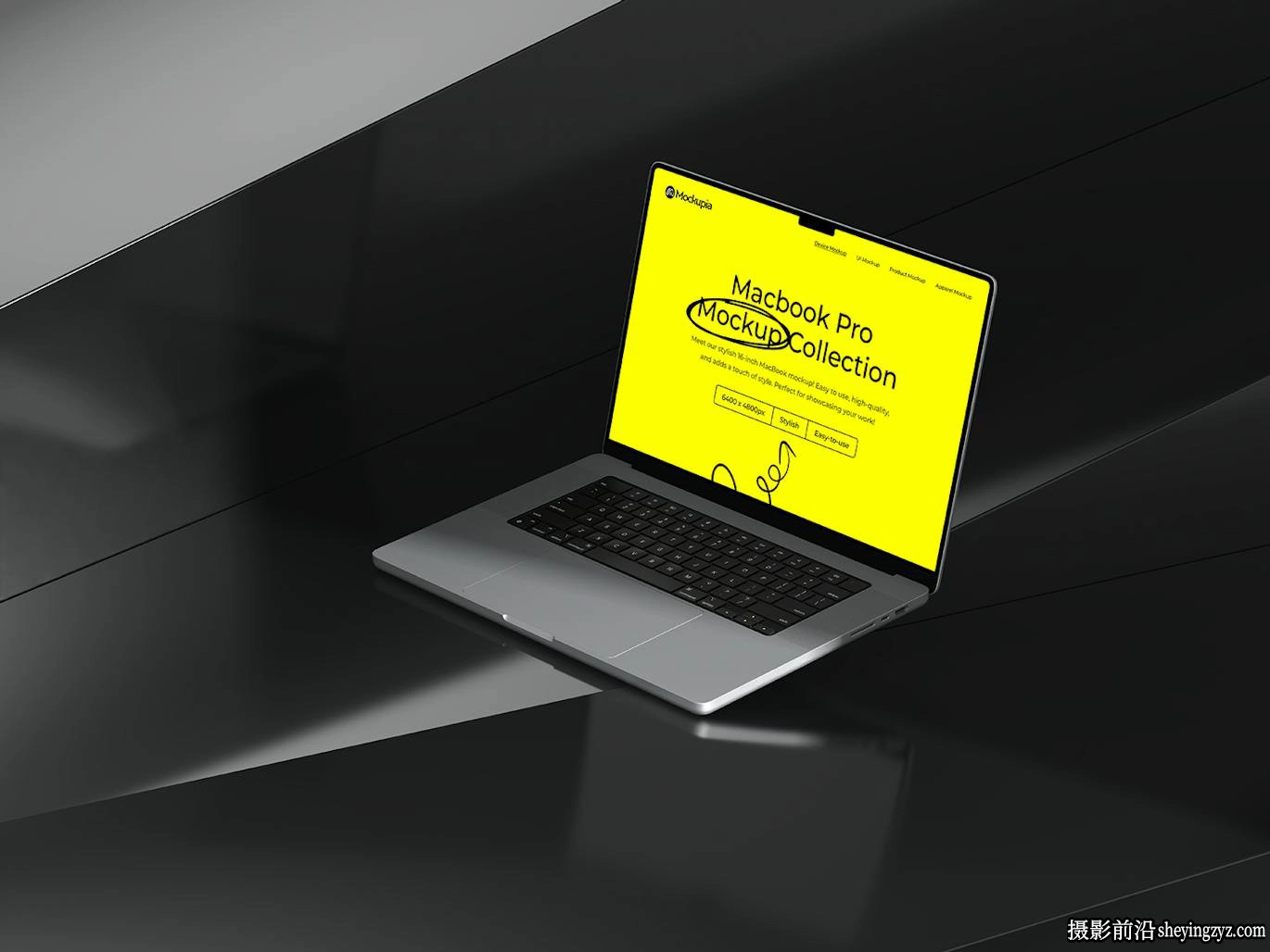 深色MacbookPro样机模型