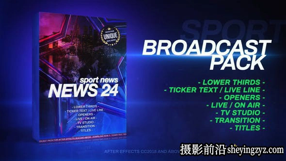 AE模板-体育新闻栏目片头模板 Broadcast Pack Sport News