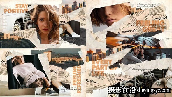 AE模板-贴纸遮罩定格动画片头模板 Stop Motion Collage Video Template