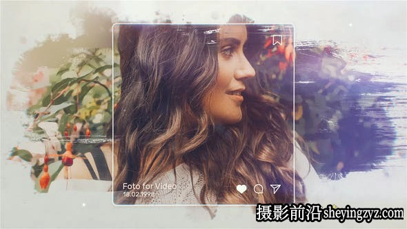 AE模板-水墨笔刷遮罩照片相册模版 Instagram Memories Watercolor